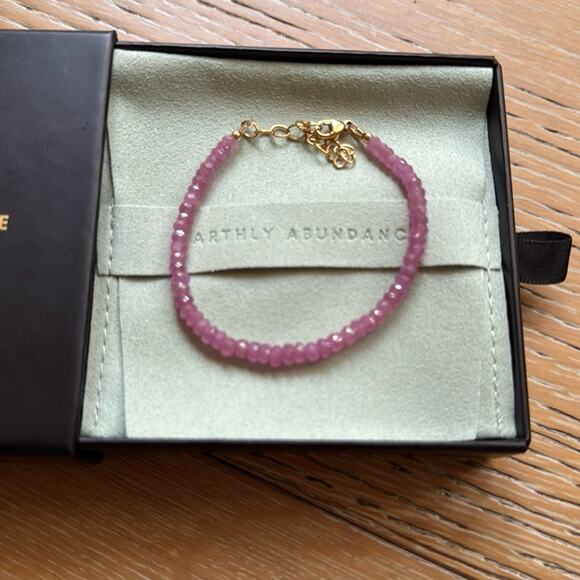NEW Earthly Abundance Pink Sapphire Bracelet 14K Gold Filled Clasp - Picture 5 of 5